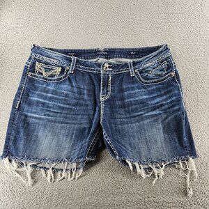 Vigoss Denim Shorts Womens 24 Blue Dallas Cut Off Frayed Hem Distressed Jean